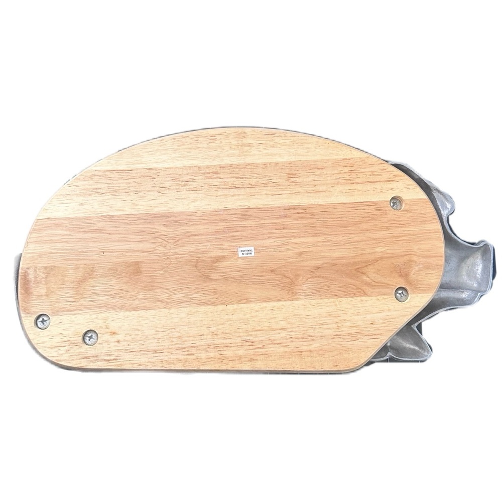 Pig Shaped Wooden Cutting Board Charcuterie Metal Farmhouse Kitchen Decor - Picture 12 of 16